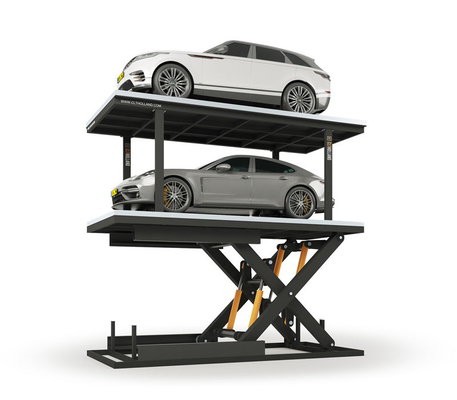 สแตนเลส Powder Coated Double Deck Car Lift With Safety System Sensors สําหรับการติดตั้งในสถานที่