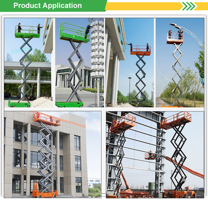 ไฮดรอลิก แบตเตอรี่ พลังงาน ไฟฟ้า Scissor Lift ระเบียงทํางานในอากาศ
